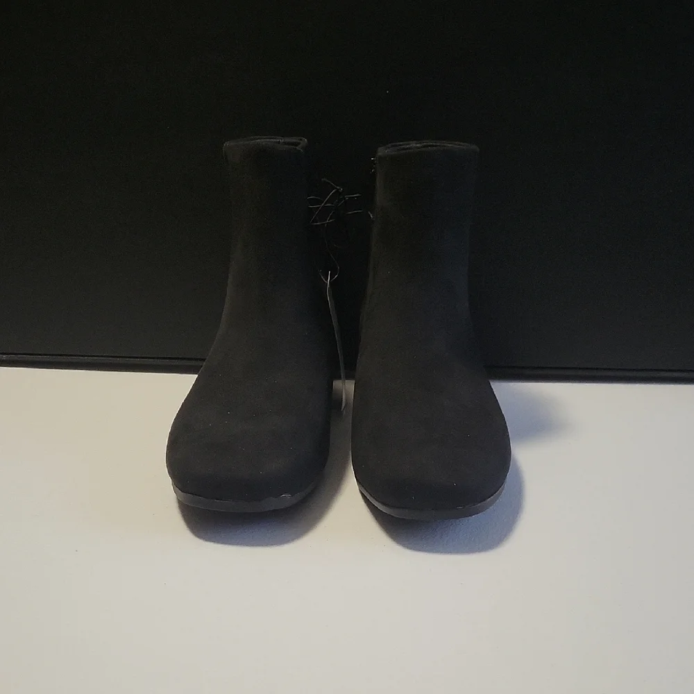 Women's Black Suede Ankle Boots.  3